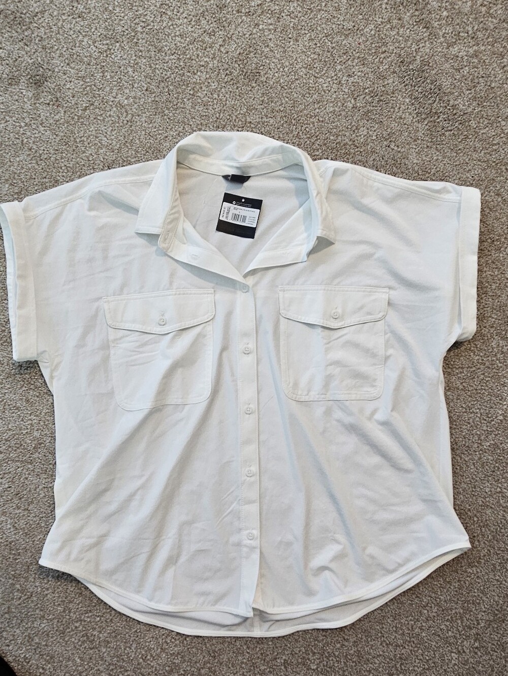 Eddie Bauer | White Button-Up Pocket Shirt | Large